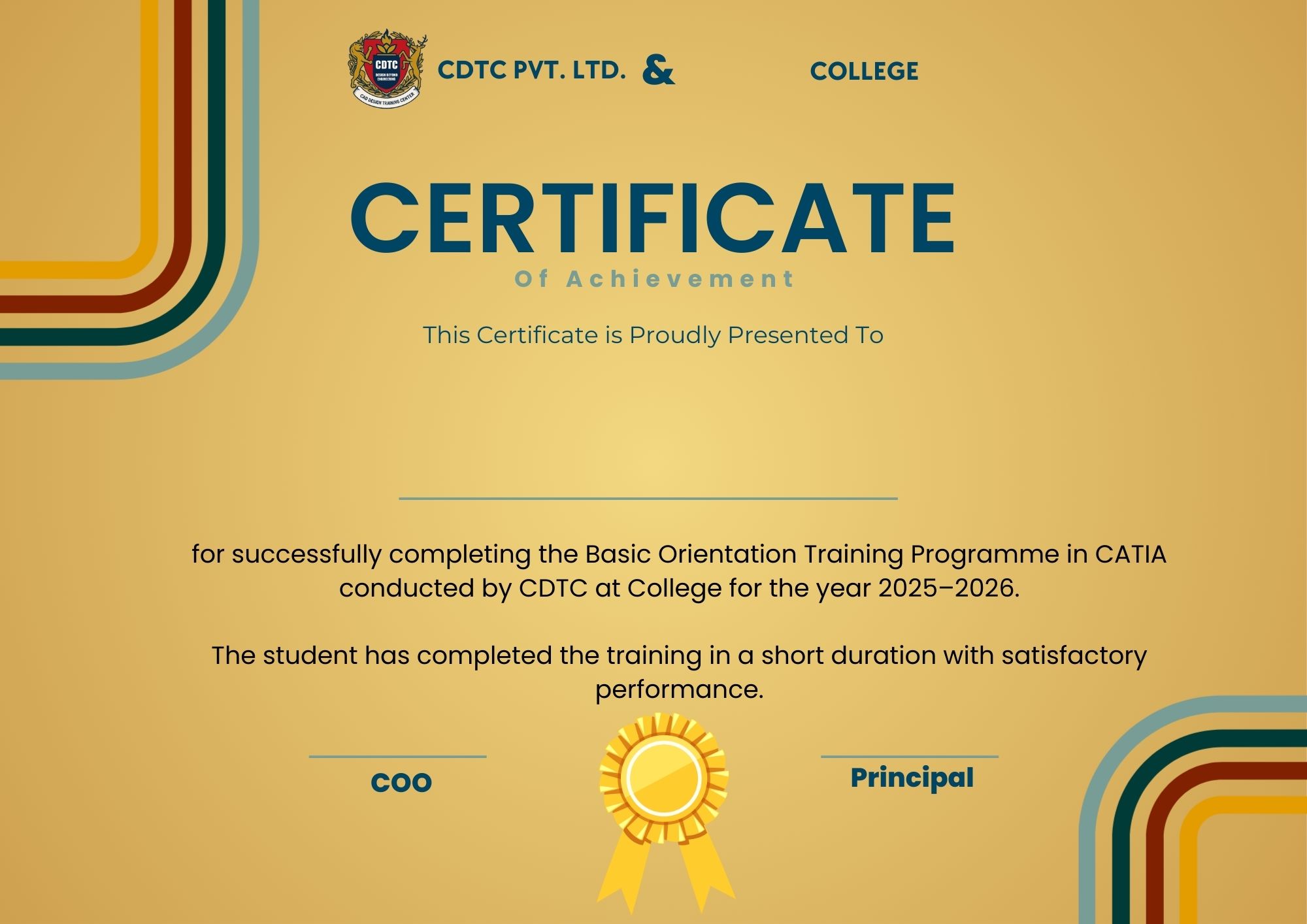 CDTC CAD Certificate Sample